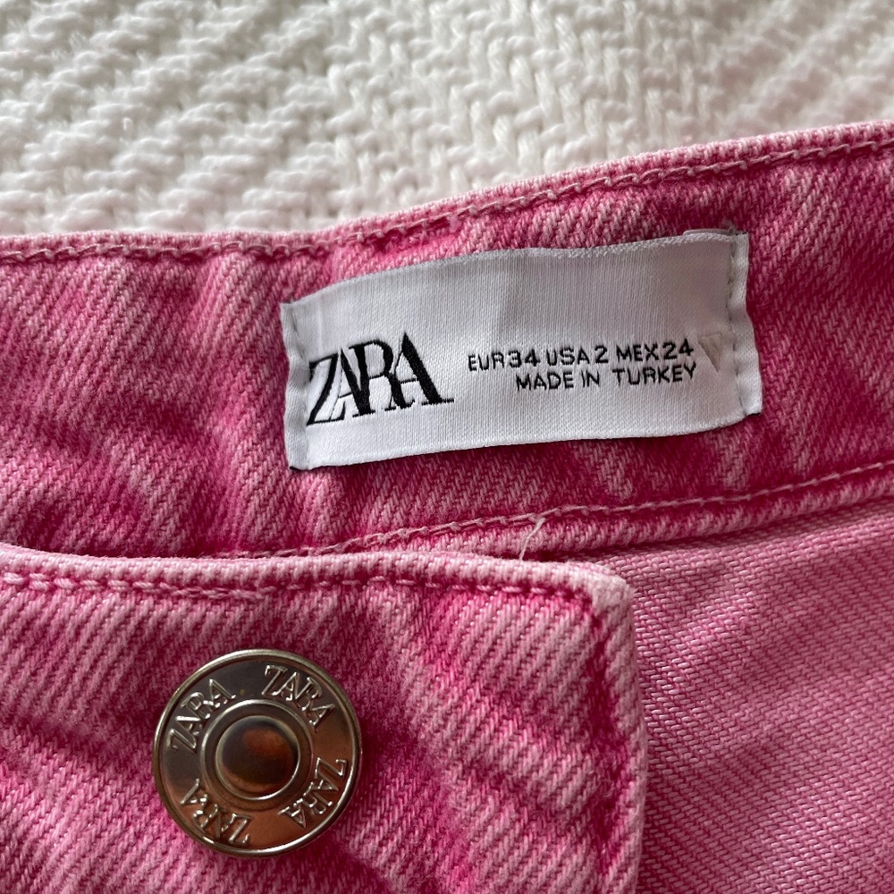 Zara wide leg high rise jeans pink